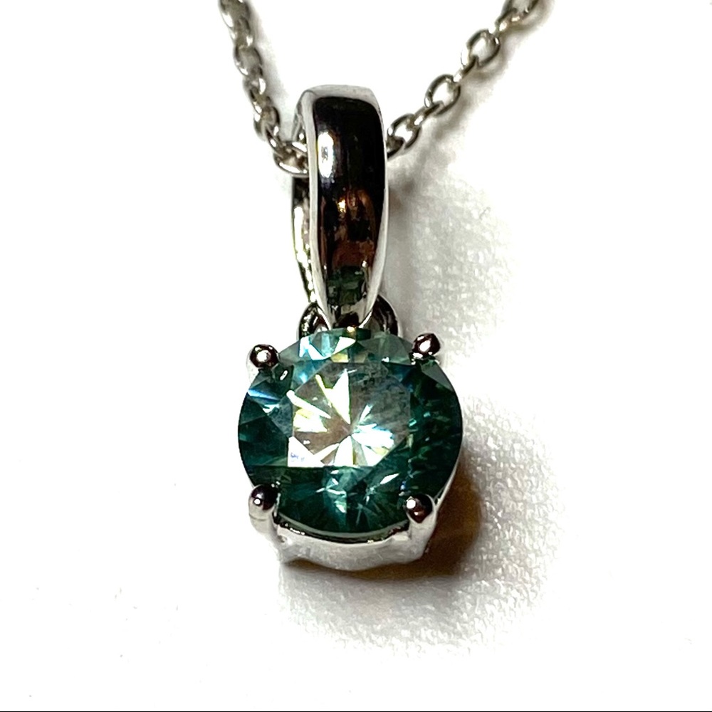 Genuine 1 CT Blue Diamond Pendant Necklace